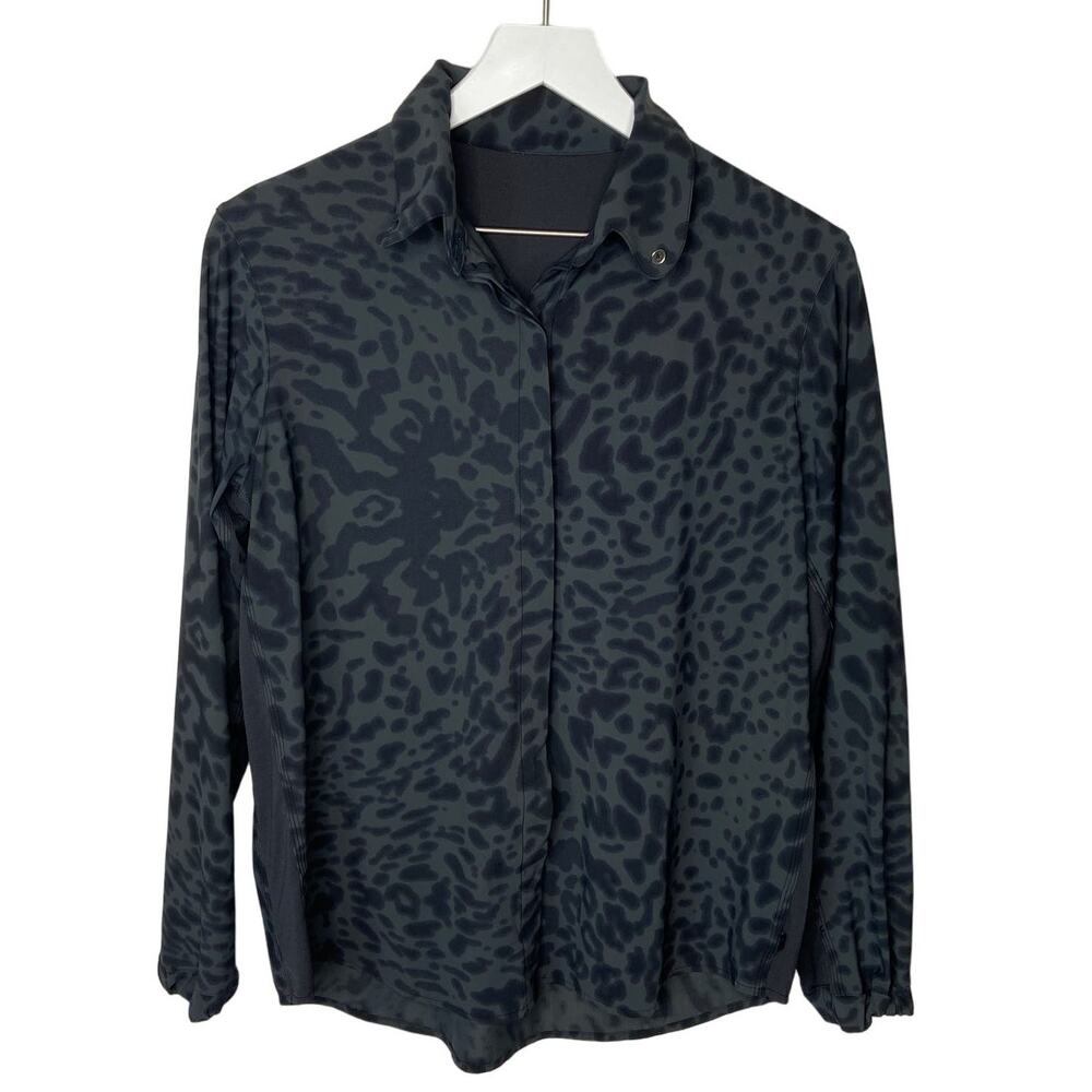 Lululemon Day Trip Blouse Animal Swirl Deep Coal Black - Women's Size 10